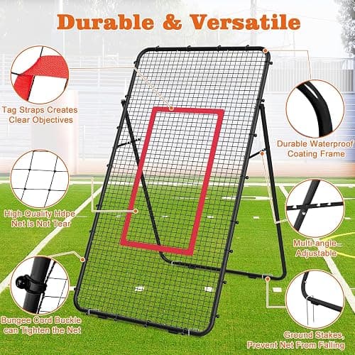 Adjustable Volleyball Rebounder Net 7x4 FT, Steel Frame & High-Tension PE Netting, Durable & Portable Volleyball Training Equipment Practice for Improving Volleying, Bumping, Spiking Skills thumbnail 2