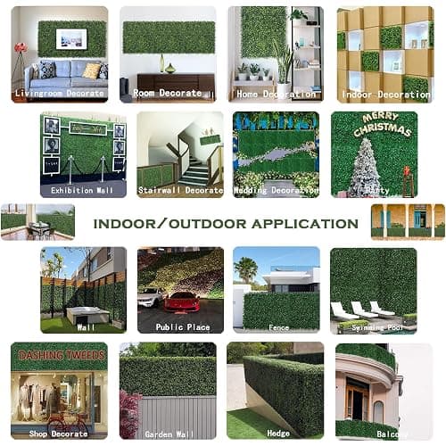 Bybeton Artificial Boxwood Grass Wall Panels - 10"x 10" (10Pcs) Faux Green Panels for Interior Backdrop - Garden - Indoor Outdoor Plants Decor thumbnail 5
