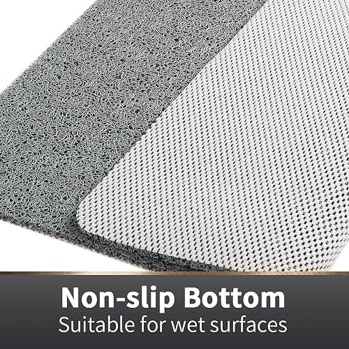 Asvin Soft Textured Bath, Shower, Tub Mat, 24x16 Inch Rectangular, Phthalate Free, Non Slip Comfort Bathtub Mats with Drain, PVC Loofah Bathroom Mat for Wet Areas, Quick Drying, Grey thumbnail 5