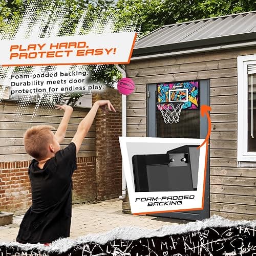 AND1 Over the Door Mini Basketball Hoop: 18x12 Shatterproof Backboard, 2 Mini Basketballs, and Hand Pump Included- Ultimate Indoor Basketball Accessory for Kids and Adults, No Tools Required thumbnail 4