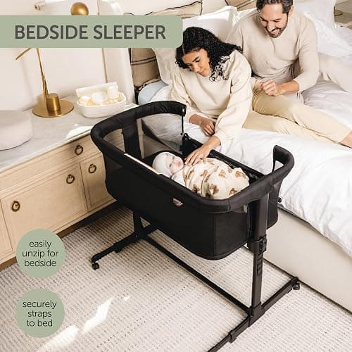 KoolerThings 3 in 1 Baby Bassinet, Bedside Sleeper, & Playpen, Easy Folding Portable Crib (Black)- KoolaBaby (Mesh Bassinet) thumbnail 4