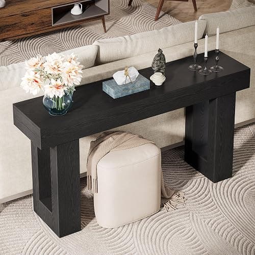 Tribesigns 63-Inch Long Console Table, Wooden Rectangular Sofa Table Behind The Couch, Farmhouse Entryway Table for Entrance, Hallway, Living Room (Black) - Black thumbnail 5