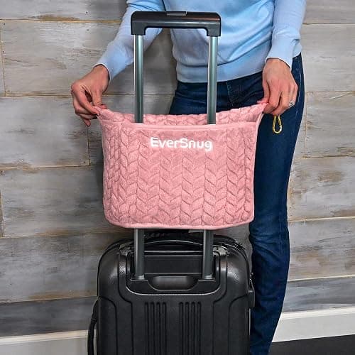 EverSnug Premium Travel Blanket Pillow - Soft 2 in 1 Airplane Blanket with Soft Bag Pillowcase, Hand Luggage Sleeve and Backpack Clip (Light Pink) thumbnail 9