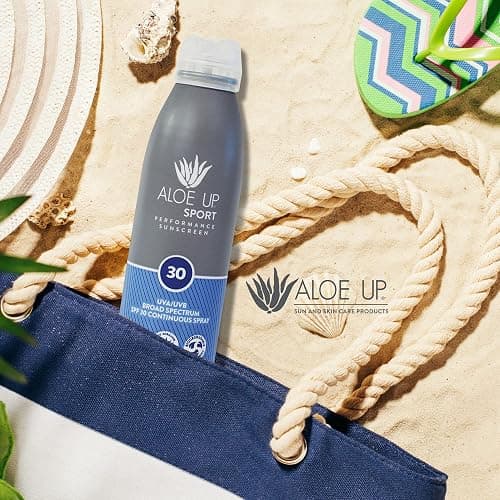 Aloe Up Sport Continuous Spray Sunscreen SPF 30 - Broad Spectrum UVA/UVB Sunscreen Protector for Face and Body - With Aloe Vera Gel - Fast Absorbing Sheer Formula - Reef Safe - Fragrance-Free - 6 Oz thumbnail 5