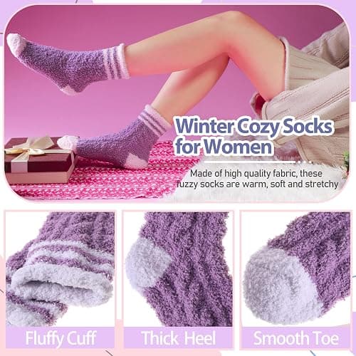 ANTSANG Womens Fuzzy Socks Slipper Winter Fluffy Comfy Cozy Socks Cabin Warm Home Socks thumbnail 3