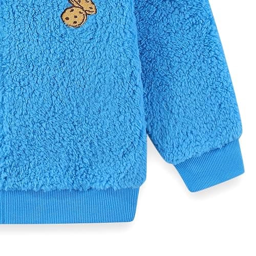 Sesame Street Elmo Cookie Monster Boys Zip Up Sherpa Hoodie with 3D Eyes for Toddler thumbnail 5