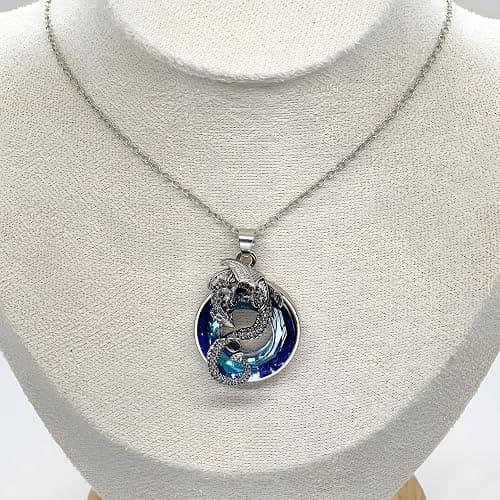Unified Jewellery Cool Dragon Pendant Necklace for Men and Women, Zinc Alloy Fantasy Dragon Jewelry with Blue Crystal, Lovers' Holiday Accessory B149 thumbnail 7