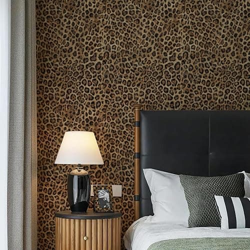 JiffDiff Upgrade Leopard Print Peel and Stick Wallpaper, 17.3" x 120" Waterproof Removable Self Adhesive Wallpaper, Brown Unique Funky Cheetah Contact Paper for Bedroom, Bathroom, Decor thumbnail 2