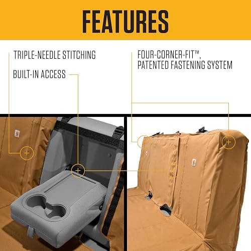 Carhartt Universal Nylon Duck Canvas Automotive Bench Seat Covers, Durable Fitted Full-Size Bench Seat Protection with Rain Defender, Carhartt Brown thumbnail 3