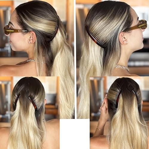 Camila Paris AD66/2 French Side Comb Large Curved Tortoiseshell Hair Combs for Women Fine Hair, 4 Inch Strong Hold Comb for Women Bun Chignon Up-Do Styling Girls Hairstyle Accessories, Made in France thumbnail 2