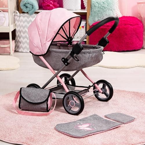 Bayer Baby Doll Stroller Toy Set with Accessories - Pink/Grey Pretend Play Carriage for Toddlers & Kids up to 18 Inch Dolls thumbnail 6