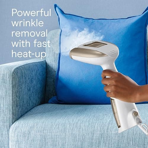 Conair Handheld Garment Steamer for Clothes, Turbo ExtremeSteam 1875W Fabric Steamer, Portable Handheld Design, Strong Penetrating Steam, White/Champagne thumbnail 8
