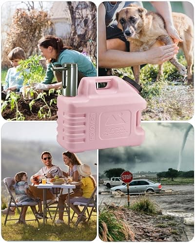UPWOIGH 5 Gallon Water Jug with Rechargeable Touch Pump | Coral Pink, Screw-Lock Leakproof Design, Nature-Inspired Carving, Type-C Rechargeable, Camping Hiking Use thumbnail 8