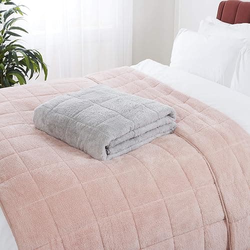 TEDDY FLEECE Weighted Blanket for Adults Soft Sherpa Throw Sleep Therapy Autism Sensory Anxiety Stress Relief Insomnia Sleeping Aid (Silver Grey, Double Size - 125cm x 180cm - 6kg (13lb)) thumbnail 6