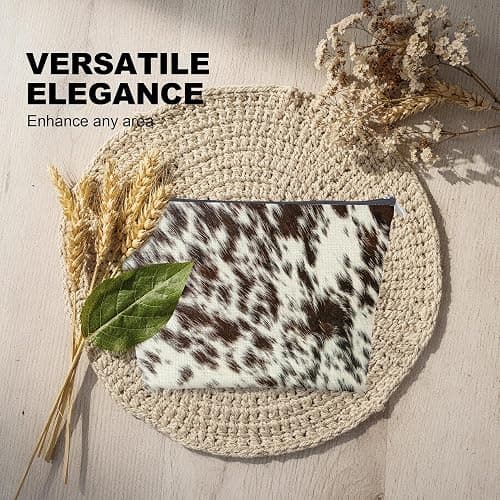 MVLJG Cow Print Makeup Cosmetic Bag for Women, Cow Print Gifts for Women, Animal Print Aesthetic Canvas Zipper Pouch for Purse Travel Toiletry Organizer Bag thumbnail 3