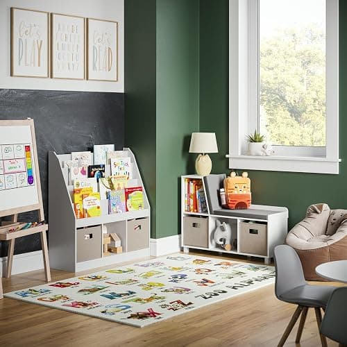 RiverRidge Kids 4 shelves Three Cubbies Bookrack, White (02-251), 11.81"D x 35"W x 36"H thumbnail 8