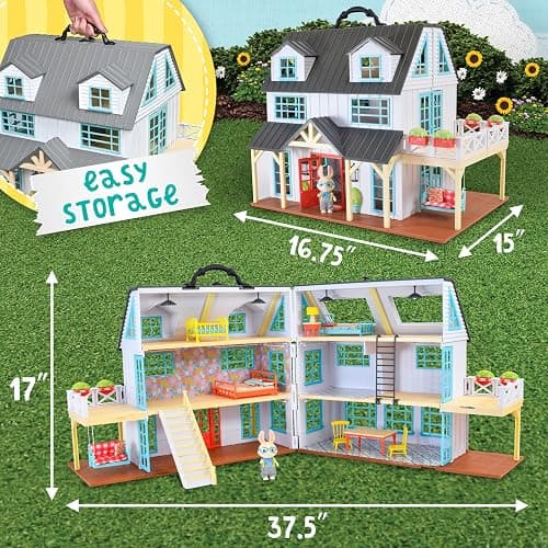 Honey Bee Acres Buzzby Farmhouse, Dollhouse Playset with Miniature Doll Figure, Furniture and Accessories. 25 Pieces, Ages 3+ thumbnail 2