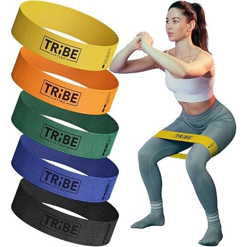 Tribe Lifting Fabric Resistance Bands for Glutes & Legs | 5 Fabric Workout Bands Set | Thick Booty Bands for Squats, Lunges, Hip Training, Physical Therapy & Home Workouts - Image 1