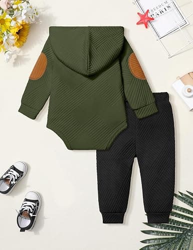 Fommy Baby Boy Clothes Colorblocked Long Sleeve Hoodie + Long Pants 2PCS Fall Winter Outfits Set thumbnail 6