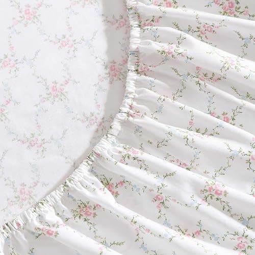 Laura Ashley - Sheet Set, Breathable Percale Cotton Bedding, 200 Thread Count, Deep Pocket, Chic Home Decor (Lynda Pink, Full) thumbnail 3