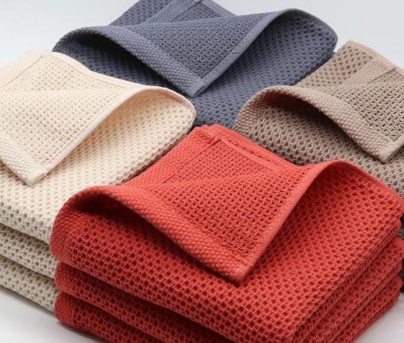 Mia'sDream Natural Cotton Tidy Dish Cloths Rags,Waffle Weave Kitchen Towels and Dishcloths Sets, Soft and Absorbent Hand Towel Washcloths, 12inchx12inch 6 Pack (Multi Color) thumbnail 7