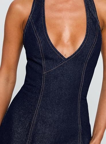 Princess Polly Women's Say Goodnight Denim Halter Mini Dress thumbnail 3