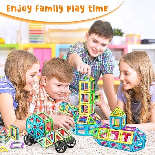 COOLJOYA Magnetische Bausteine, Magnetspiel STEM Magnetbausteine, Montessori Spielzeug ab 3 Jahre, Magnete Kinder ab 3 4 5 Jahre Kinder Jungen und Mädchen, 50 Teile Magnetbausteine thumbnail 7