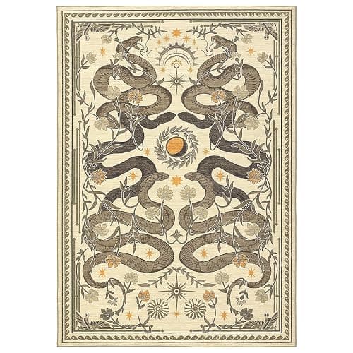 Snake 8x10 Rugs for Living Room Washable Non Slip Forest Soft Low-Pile Stain Resistant Thin Large Throw Carpet for Bedroom Dining Room Office Beige thumbnail 2