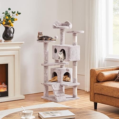 Yaheetech 54in Cat Tree, Cat Tower with Double Cat Condo, Sisal Scratching Posts, and Dangling Balls, Cat Furniture Kitten Play House thumbnail 2