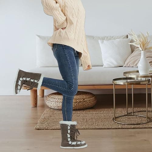 Forfoot Slipper Boots, Cozy Indoor Booties for Women Fluffy Comfortable House Shoes Fuzzy Anti-Slip Boots Winter thumbnail 2
