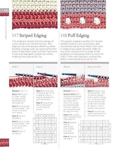 Tunisian Crochet Stitch Dictionary: 150 Essential Stitches with Actual-Size Swatches, Charts, and Step-by-Step Photos (Landauer) Beginner to Advanced Afghan Crocheting Patterns - Knit, Lace, and More thumbnail 7
