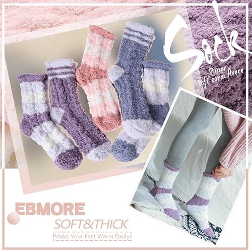 EBMORE Womens Fuzzy Socks Fleece Fluffy Cabin Plush Warm Sleep Soft Cozy Winter Adult Socks thumbnail 7