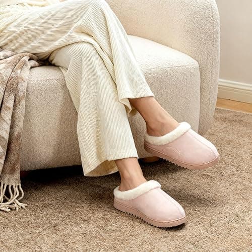 NineCiFun Women's Suede Memory Foam Slippers Plush Faux Fur Lining House Shoes with Non-Slip Sole for Indoor Outdoor Comfort thumbnail 2