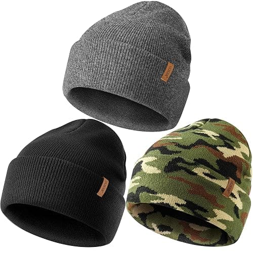 OLIKER 3 Pack Beanie for Men Women, Winter Double Layer Warm Hat Skull Cap - Image 1