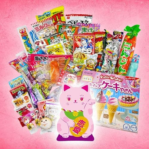 LUCKY CAT PINK Japanese Dagashi Box 50 PCS Japanese Candy, Dagashi, Snacks, And Gum thumbnail 3
