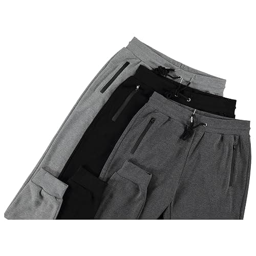 PURE CHAMP Mens Sweatpants 3 Pack Fleece Active Athletic Workout Jogger Sweatpants for Men with Zipper Pocket Size S-3XL thumbnail 3