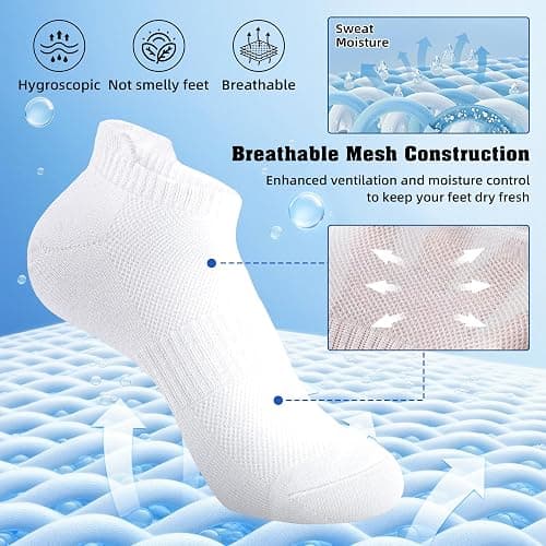 Womens Ankle Socks Running Athletic Sports Low Cut Socks No Show Socks for Women Tab Socks 6 Pairs thumbnail 4