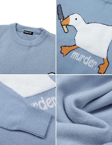 Vamtac Mens Oversized Sweater Vintage Graphic Pullover Crewneck Knit Jumper Y2K Unisex Streetwear 2025 Fall Tops thumbnail 4