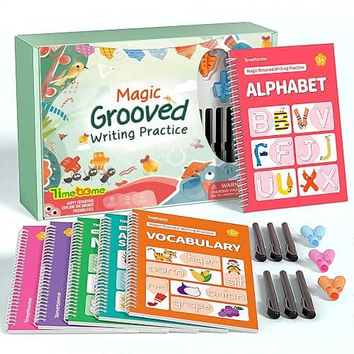 Timetome Magic Grooved Writing Practice Books for Kids 3-8 | Reusable 3D Groove Handwriting Practice Workbooks for Kids, Large Preschool Writing Books with Disappearing Ink for Kids 5-7 - Image 1