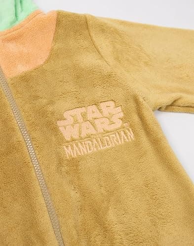 STAR WARS The Mandalorian Grogu Unisex Kids Green Onesie | Hooded Zip-Up Fleece Loungewear thumbnail 7