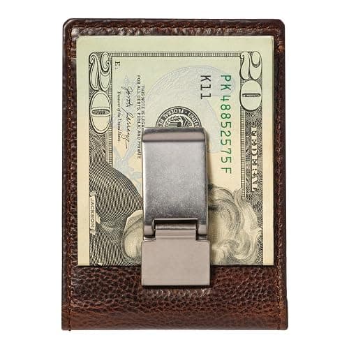 House of Jack Co. Deacon Bifold Money Clip Wallet for Men – Slim Front Pocket Leather Wallet with Metal Cash Clip, Exterior ID Window & Card Holder, Full-Grain Cowhide, Brown thumbnail 4