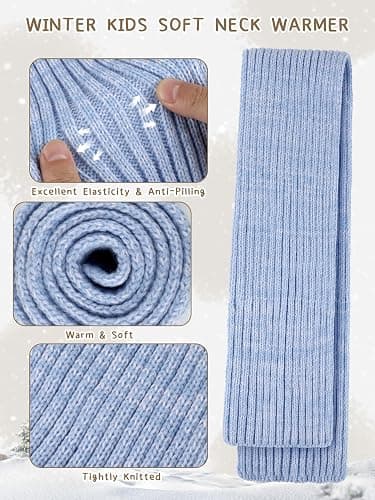 Wenouy Kids Winter Hat Scarf Gloves Set, Toddler Fleece Lined Gloves Warm Knitted Scarf Winter Beanie with Pom for Boys Girls thumbnail 3