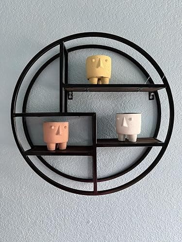 Admired By Nature, 18" Mounted Iron Circle Hanging Storage Shelving Floating Shelf 4 Tier Floating Circular Wall Decor Round Decorative Hanging Shelves, Sphere Shape Wall Shelf For Home, Black, 1 unit thumbnail 7