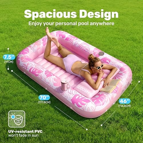 sloosh inflatable pink tanning water bed thumbnail 2