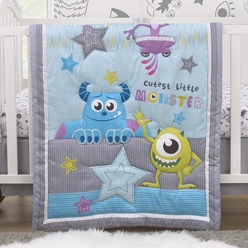 Disney Monsters, Inc. Cutest Little Monster Turquoise, Green, Purple, and Gray, Sully, Mike, and Randall 3 Piece Nursery Crib Bedding Set - Comforter, Fitted Crib Sheet, and Crib Skirt thumbnail 8