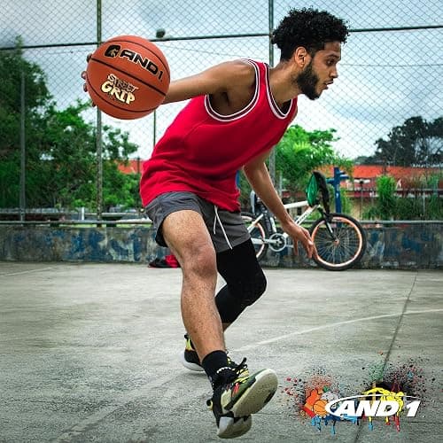 AND1 Street Grip Premium Composite Leather Basketball & Pump- Official Size 7 (29.5”) Streetball, Made for Indoor and Outdoor Basketball Games thumbnail 3