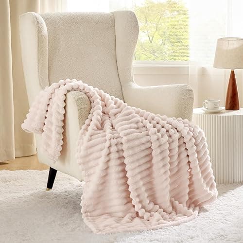 Bedsure Living Room Decor Home Crystal Pink Throw Blanket Gifts for Women Men, Soft Fluffy Fleece Cozy Fuzzy Plush Warm Couch Bed Blanket, Bedroom Spring Decor Pink Gifts for Him Her, 50x60 thumbnail 2