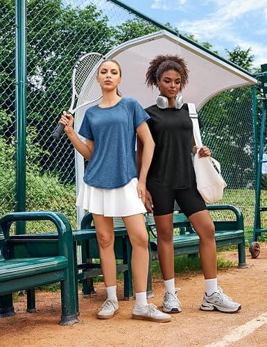 Gyabnw Women's Gym Shirts Short Sleeve Yoga Tops Workout Lightweight Quick Dry Back Mesh Loose Fit Sports Tops for Ladies thumbnail 5