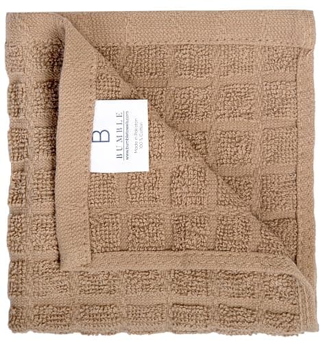 Bumble Dish Cloths (8 Pack) - 100% Cotton Dish Rags & Kitchen Washcloths for Washing Dishes | 12" x 12" | 405 GSM | Tan thumbnail 3