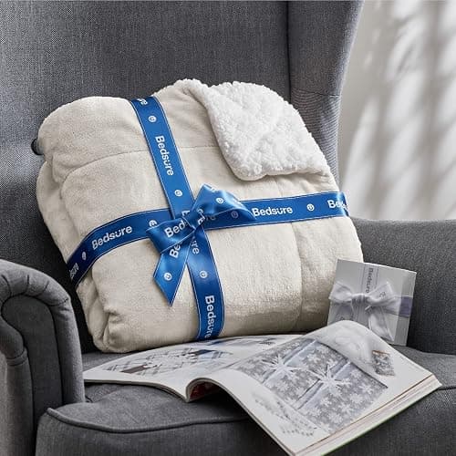 Bedsure GentleSoft Sherpa Fleece Throw Blanket Twin Size for Couch - Thick and Warm Throw for Women and Men, Soft Fuzzy Plush Twin Blanket for Winter, Linen, 60x80 Inches thumbnail 8